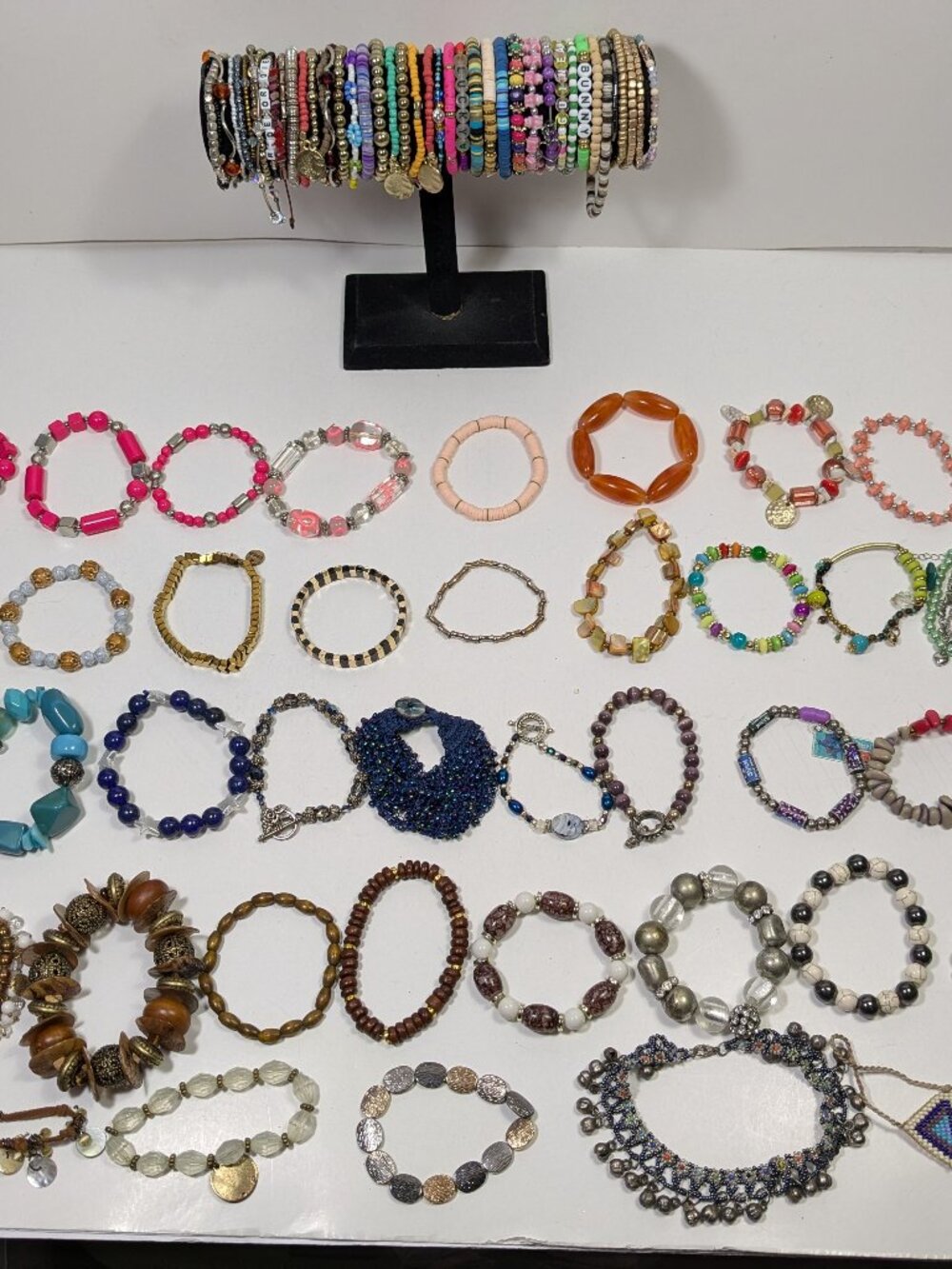 Beaded Bracelet Lot 85 Fashion Jewelry Ready to Wear Variety of Styles Colors